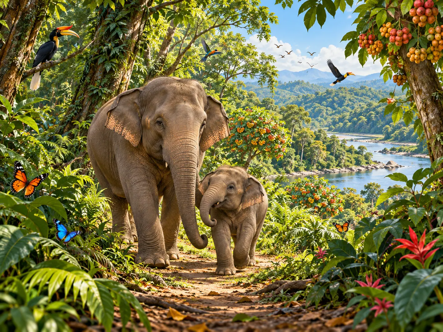 Nala dan induknya melewati jalur hijau yang menghubungkan bagian-bagian hutan.